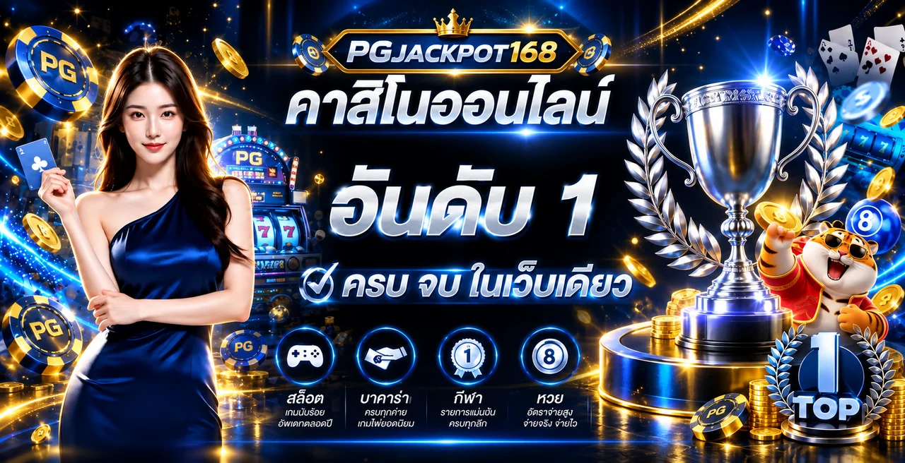 PGJACKPOT168 คาสิโนและเกมออนไลน์โทนน้ำเงินทอง